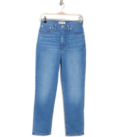 Madewell Perfect Vintage Crop Jean in Cartigan Wash Mid Wash Color Distressed 28
